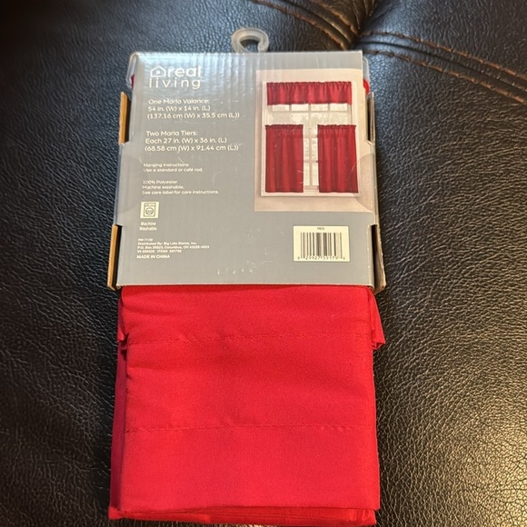 Great Living Red Tier and Valance Curtain Set - Picture 2 of 4